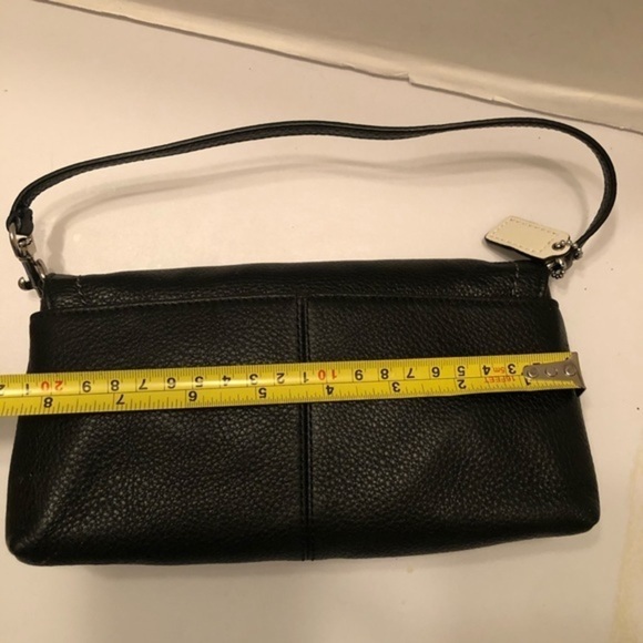 Coach black leather mini clutch wristlet bag